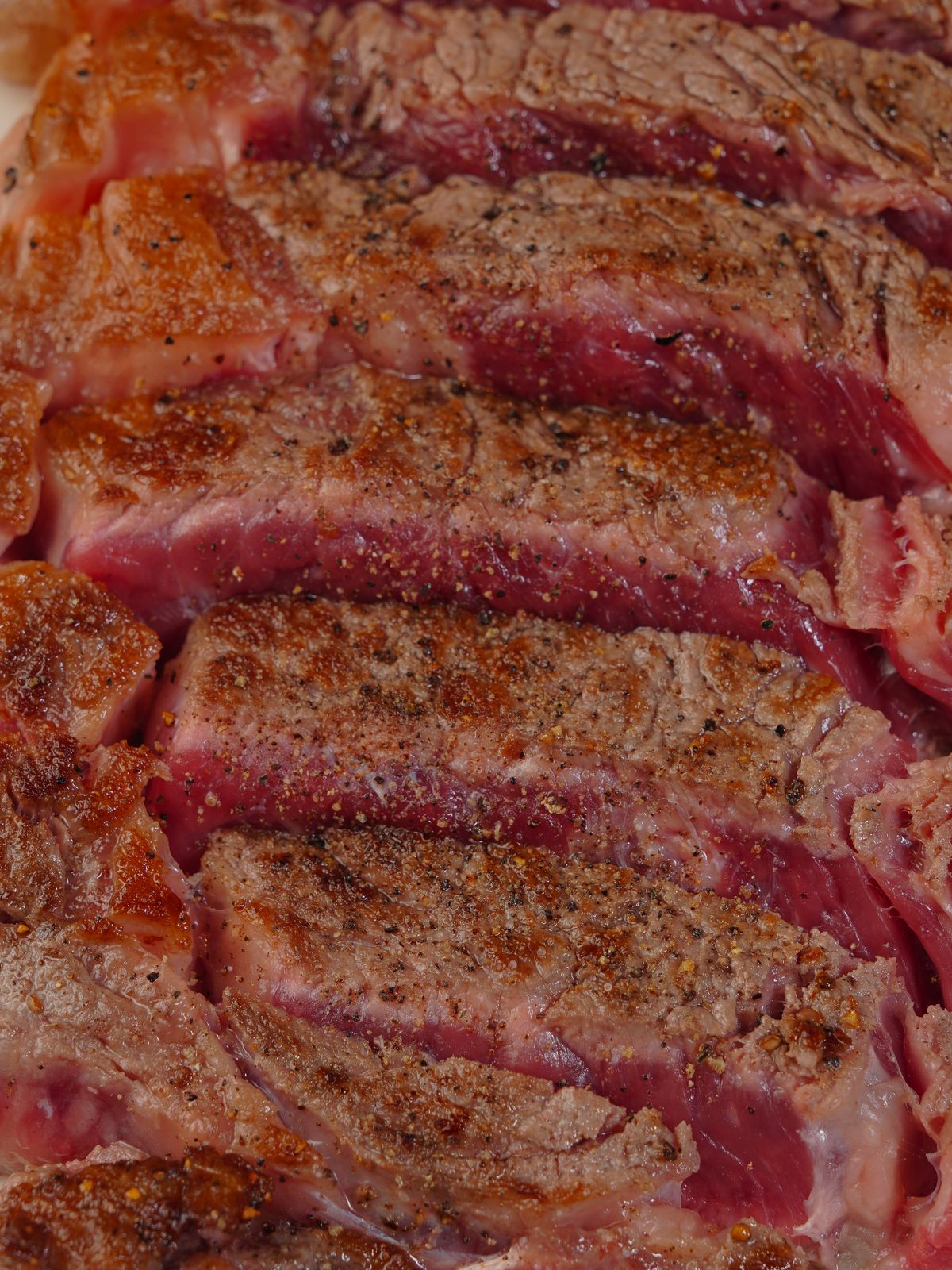 Sliced pan-seared hanger steak