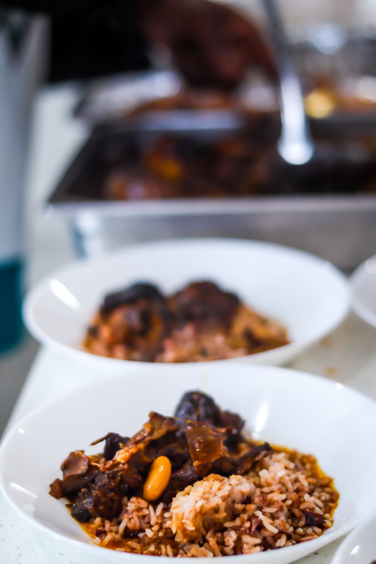 Braised oxtail in a rich gravy served over rice