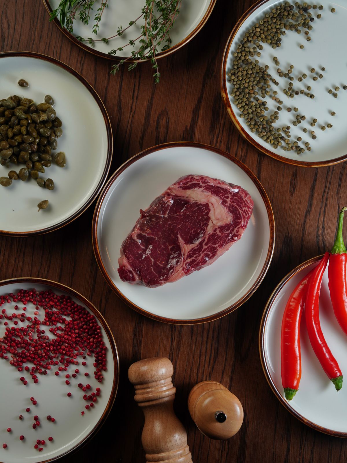 Beef flat cut seasoned with salt, pepper, and fresh herbs