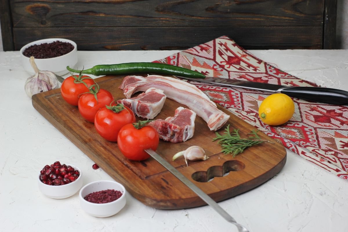 Lamb loin chops in a garlic and rosemary marinade