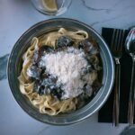 Veal and porcini white ragu tossed through tagliatelle with Parmesan